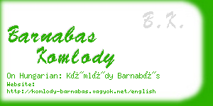 barnabas komlody business card